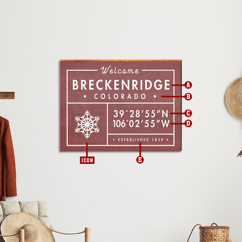 Customizable Lodge Red Wooden Sign | Wall Art Print on Real Wood