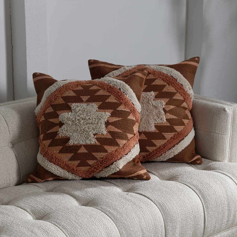 Reeves Orange Diamond Textured Throw Pillow