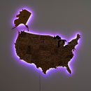Wooden 3d LED Map of USA  - Gold