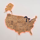 Wooden 3d LED Map of USA  - Gold
