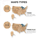 Wooden 3d LED Map of USA  - Gold