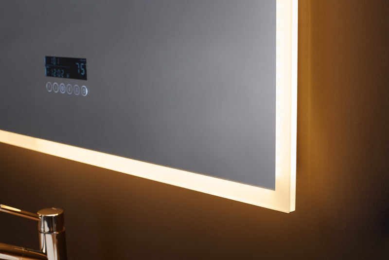 Immersion LED Lighted Bathroom Vanity Mirror with Bluetooth, Defogger, and Digital Display