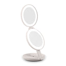 Lighted Travel Mirror with Magnification & Folding-to-Compact