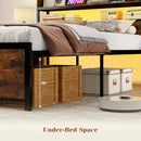 LED Bed Frame with Power Outlets and Storage Headboard-Full Size by LJGDeals