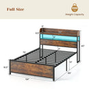 LED Bed Frame with Power Outlets and Storage Headboard-Full Size by LJGDeals