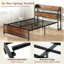 LED Bed Frame with Power Outlets and Storage Headboard-Full Size by LJGDeals