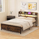 Queen LED Bed Frame with Power Outlets and Storage Headboard by LJGDeals