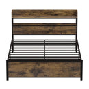 Queen LED Bed Frame with Power Outlets and Storage Headboard by LJGDeals