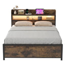 Queen LED Bed Frame with Power Outlets and Storage Headboard by LJGDeals