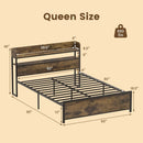 Queen LED Bed Frame with Power Outlets and Storage Headboard by LJGDeals