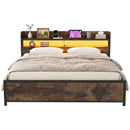 Queen LED Bed Frame with Power Outlets and Storage Headboard by LJGDeals