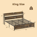 Queen LED Bed Frame with Power Outlets and Storage Headboard by LJGDeals