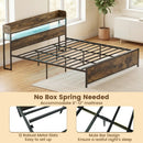 Queen LED Bed Frame with Power Outlets and Storage Headboard by DirectDeals