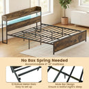 Queen LED Bed Frame with Power Outlets and Storage Headboard by LJGDeals