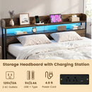Queen LED Bed Frame with Power Outlets and Storage Headboard by LJGDeals