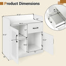 LED Buffet Sideboard with Charging Station with Drawer and Translucent Fluted Door-White by LJGDeals