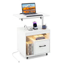 LED Nightstand with Power Outlets Modern Bedside Table with Flip over by LJGDeals