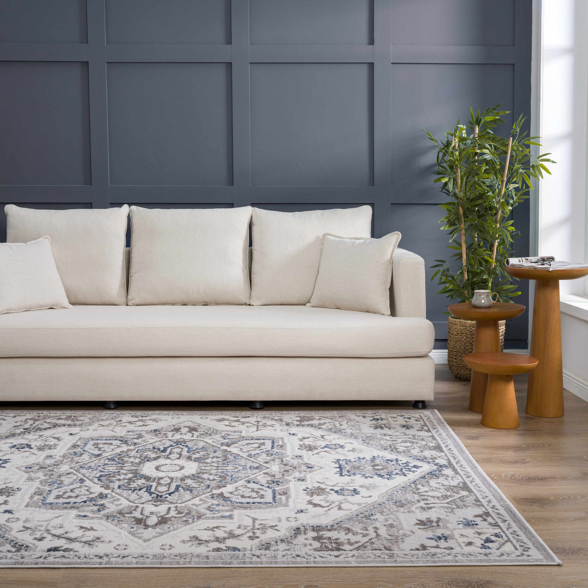 Bakir Area Rug, installed in a room