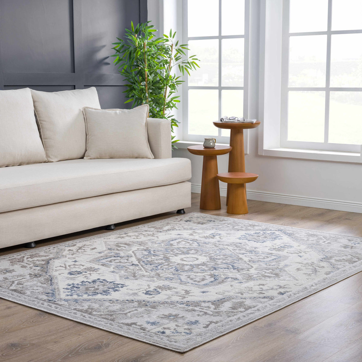 Bakir Area Rug, installed in a room