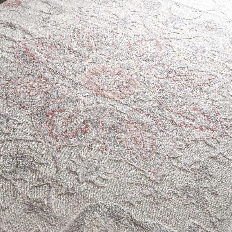 Calum Pink Floral Thick Area Rug - Clearance