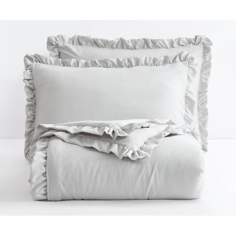 Full Size Grey Stone Washed Ruffled Edge Microfiber Comforter Set, photo 3 of 4