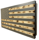 Classic Burnt Wood American Flag Gun Storage Cabinet (Gray)