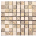 Beige Taupe 12x12 Foiled Texture Square Stone Mosaic Tile (5 pack, 5 sq ft/case)