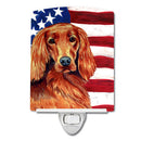 USA American Flag with Irish Setter Ceramic Night Light Compact, UL-Certified, Ideal for Bedroom, Bathroom, Nursery, Hallway, Kitchen, 6x4x3, Multicolor