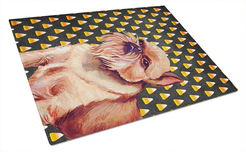 Brussels Griffon Candy Corn Halloween Portrait Glass Cutting Board Large