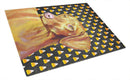 Vizsla Candy Corn Halloween Portrait Cutting Board Tempered Glass Kitchen Cutting Surface, Heat Resistant Chopping, Non-Slip Feet, Food Prep & Serving