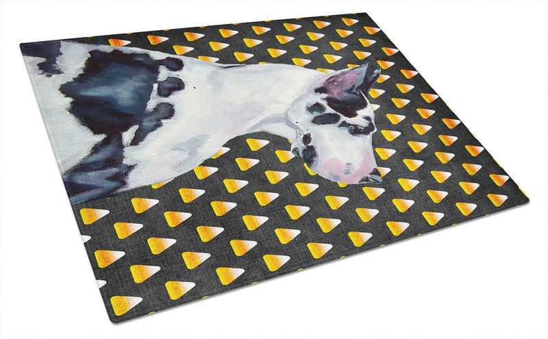 Great Dane Candy Corn Halloween Portrait Glass Cutting Board Large