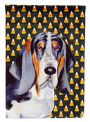 Basset Hound Candy Corn Halloween Portrait House Flag 28x40 Porch Sleeve Pole Decorative Outside Yard Banner Artwork Wall Hanging, Polyester