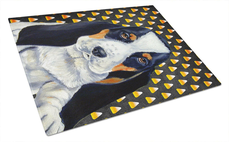 Basset Hound Candy Corn Halloween Portrait Glass Cutting Board Large