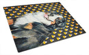 Bernese Mountain Dog Candy Corn Halloween Portrait Cutting Board Tempered Glass Kitchen Cutting Surface, Heat Resistant Chopping, Non-Slip Feet, Food Prep & Serving