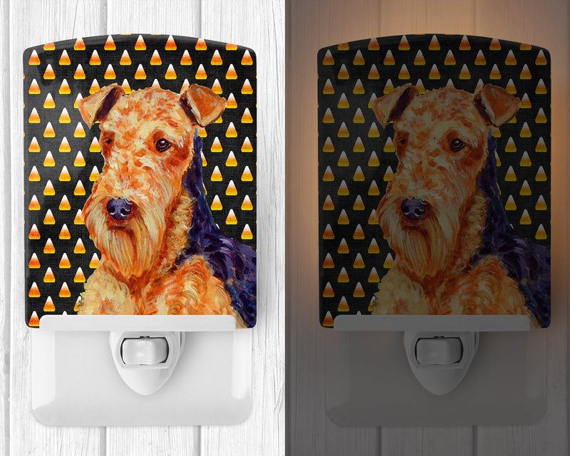 Airedale Candy Corn Halloween Portrait Ceramic Night Light LH9077CNL