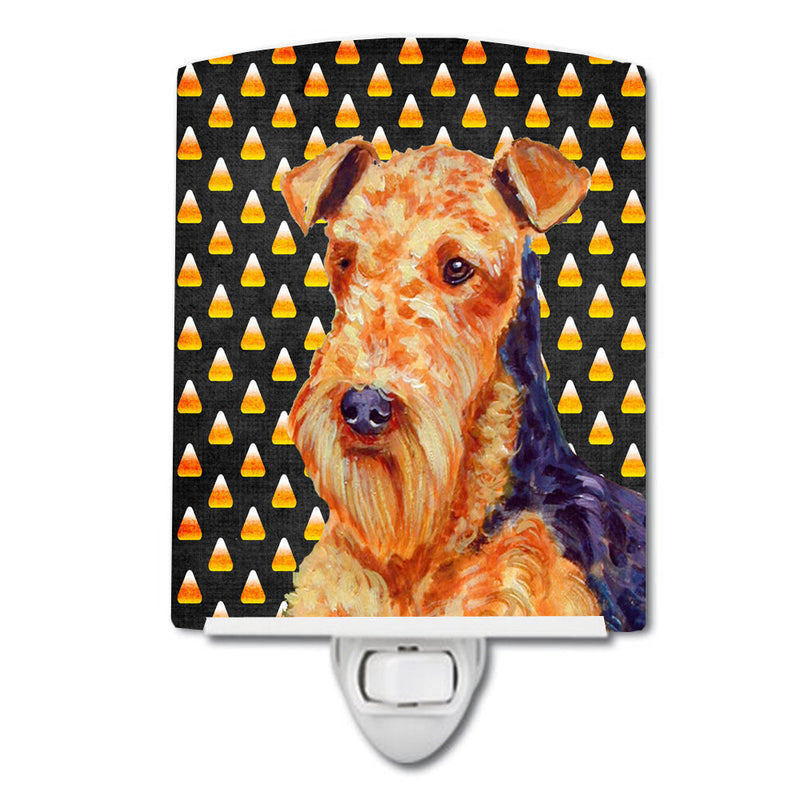 Airedale Candy Corn Halloween Portrait Ceramic Night Light LH9077CNL