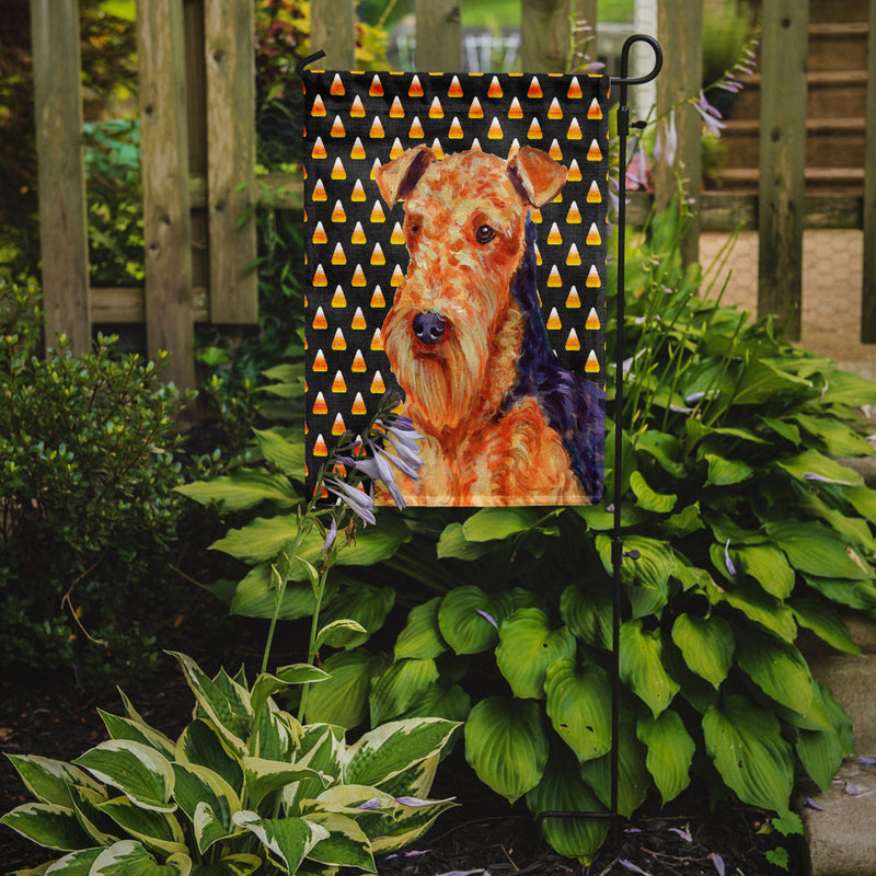 Airedale Candy Corn Halloween Portrait Garden Flag – Decorative Outdoor Yard Flag
