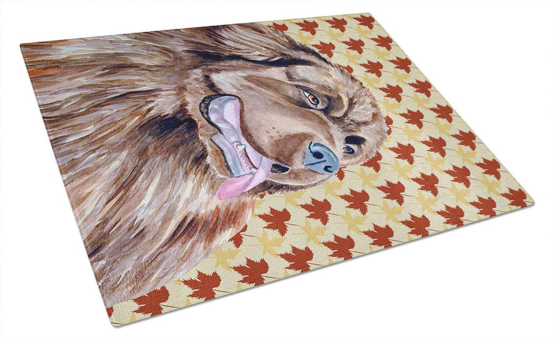 Newfoundland Fall Leaves Portrait Glass Cutting Board Large