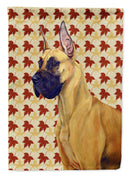 Great Dane Fall Leaves Portrait House Flag 28x40 Porch Sleeve Pole Decorative Outside Yard Banner Artwork Wall Hanging, Polyester