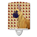 Great Dane Fall Leaves Portrait Ceramic Night Light Compact, UL-Certified, Ideal for Bedroom, Bathroom, Nursery, Hallway, Kitchen, 6x4x3, Multicolor