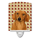 Dachshund Fall Leaves Portrait Ceramic Night Light Compact, UL-Certified, Ideal for Bedroom, Bathroom, Nursery, Hallway, Kitchen, 6x4x3, Multicolor