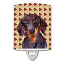 Dachshund Fall Leaves Portrait Ceramic Night Light Compact, UL-Certified, Ideal for Bedroom, Bathroom, Nursery, Hallway, Kitchen, 6x4x3, Multicolor