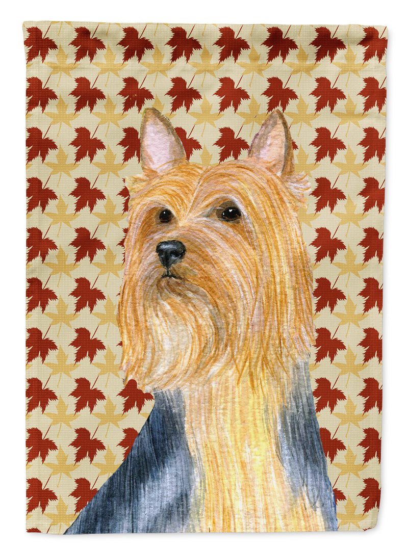 Silky Terrier Fall Leaves Portrait Flag Canvas House Size