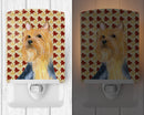 Silky Terrier Fall Leaves Portrait Ceramic Night Light Compact, UL-Certified, Ideal for Bedroom, Bathroom, Nursery, Hallway, Kitchen, 6x4x3, Multicolor