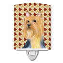 Silky Terrier Fall Leaves Portrait Ceramic Night Light Compact, UL-Certified, Ideal for Bedroom, Bathroom, Nursery, Hallway, Kitchen, 6x4x3, Multicolor