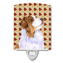 Australian Shepherd Fall Leaves Portrait Ceramic Night Light Compact, UL-Certified, Ideal for Bedroom, Bathroom, Nursery, Hallway, Kitchen, 6x4x3, Multicolor