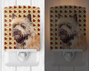 Cairn Terrier Fall Leaves Portrait Ceramic Night Light Compact, UL-Certified, Ideal for Bedroom, Bathroom, Nursery, Hallway, Kitchen, 6x4x3, Multicolor