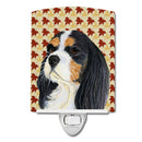 Cavalier Spaniel Fall Leaves Portrait Ceramic Night Light Compact, UL-Certified, Ideal for Bedroom, Bathroom, Nursery, Hallway, Kitchen, 6x4x3, Multicolor