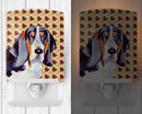 Basset Hound Fall Leaves Portrait Ceramic Night Light Compact, UL-Certified, Ideal for Bedroom, Bathroom, Nursery, Hallway, Kitchen, 6x4x3, Multicolor