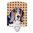 Basset Hound Fall Leaves Portrait Ceramic Night Light Compact, UL-Certified, Ideal for Bedroom, Bathroom, Nursery, Hallway, Kitchen, 6x4x3, Multicolor